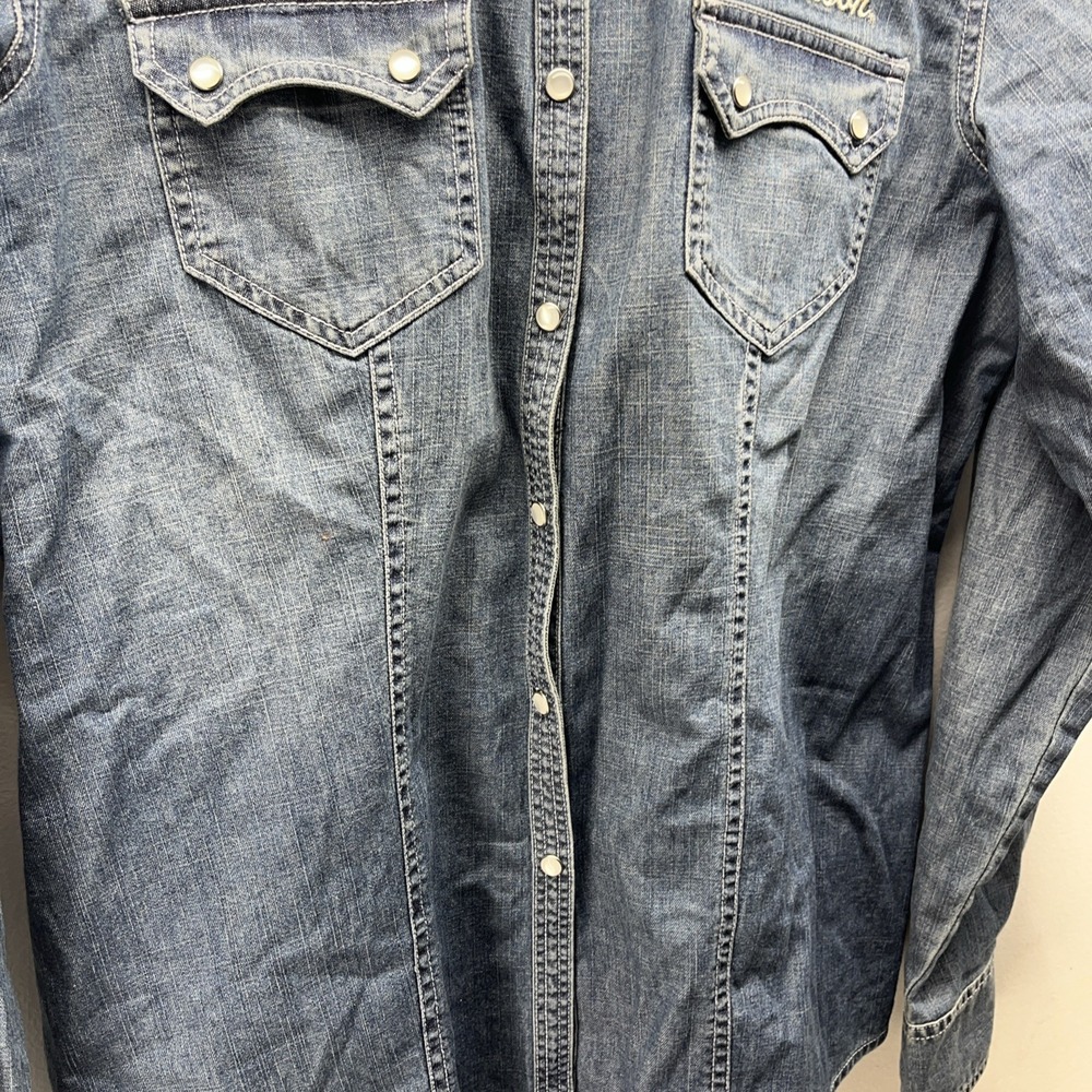 Vintage Harley Davidson Women's Large Pearl Snap Western Long Sleeve Button Up - Picture 7 of 14